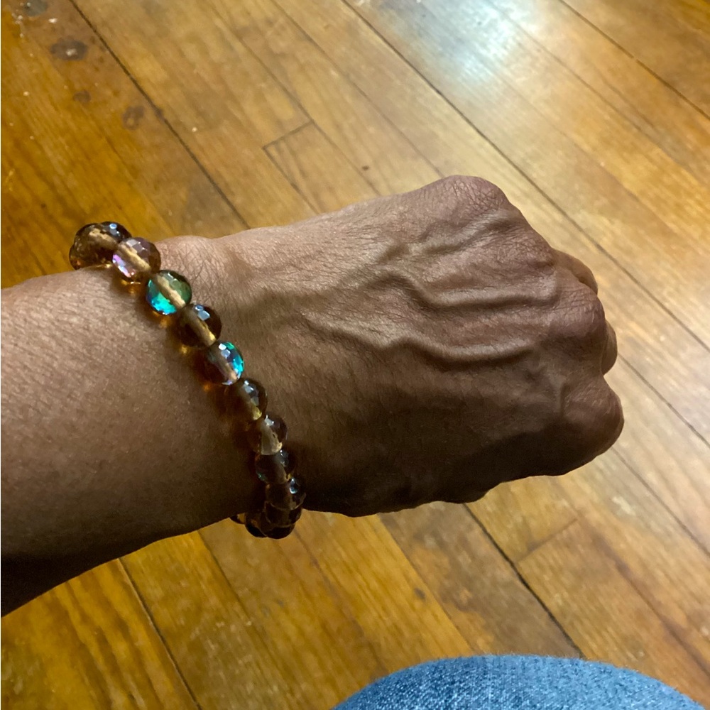 Men’s  Smoked Topaz Faceted Mermaid Crystal Bracelet